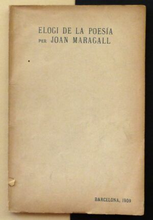 MARAGALL, Joan - Elogi de la poesía.