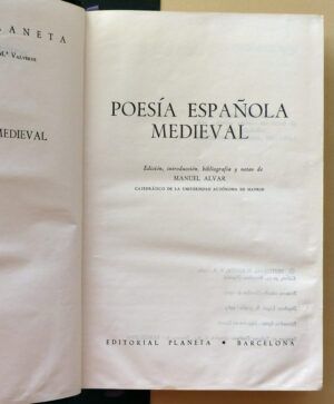 ALVAR, Manuel (Edicion) - Poesía española medieval.