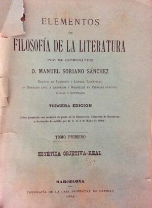 SORIANO SÁNCHEZ, Manuel - Elementos de Filosofía de la Literatura.