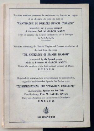 GARCÍA MATOS, M. - L'Anthologie du folklore musical d'Espagne