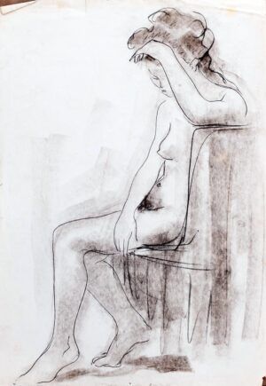 SANZ VEGA, Fernando - Desnudo femenino. Perfil. Sentada y recostada