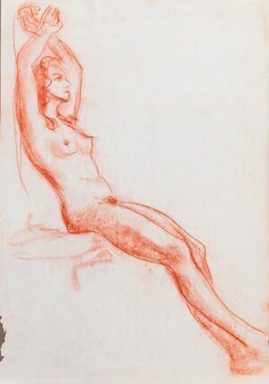 SANZ VEGA, Fernando - Desnudo femenino. Recostada, brazo en alto